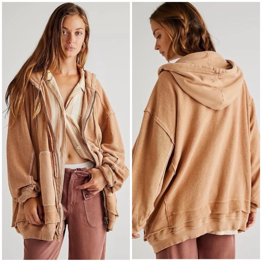 Free People Coming In Hot Hoodie Top Zip-up Sweatshirt SZ XS
